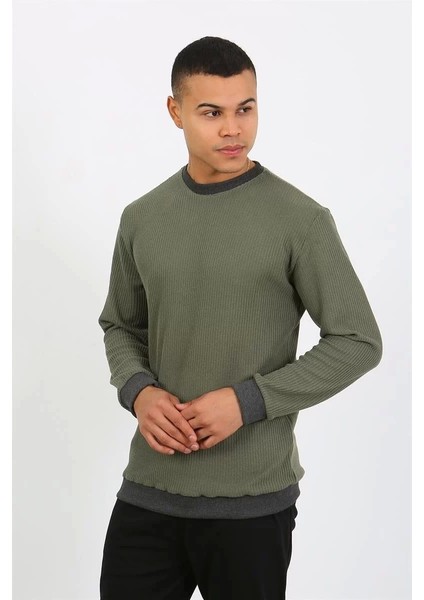 Erkek Uzun Kol Manşetli Paça Penye Pijama Takımı Haki fırsatları