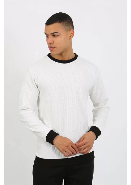 Erkek Uzun Kol Manşetli Paça Penye Pijama Takımı Beyaz fiyatları