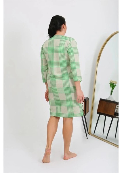 Kadın Büyük Beden Penye Gecelik Ev Elbisesi Yeşil fırsatları