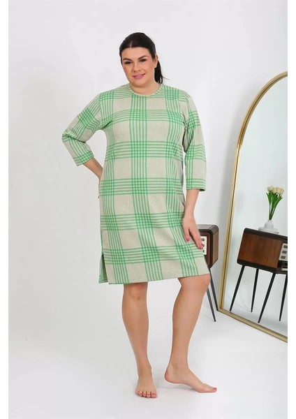 Kadın Büyük Beden Penye Gecelik Ev Elbisesi Yeşil indirimleri