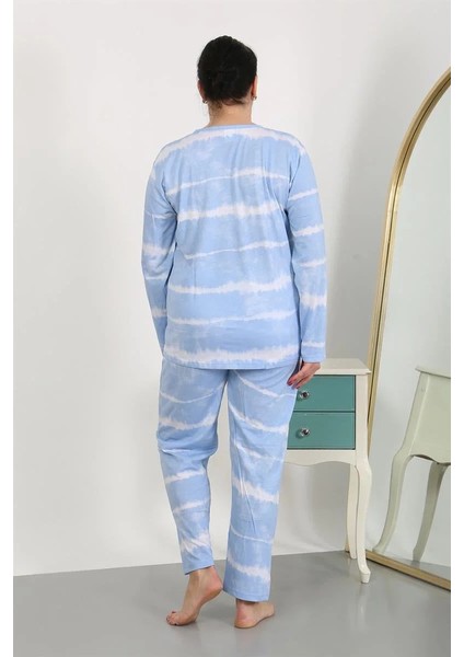 Kadın Büyük Beden Uzun Kol Penye Pijama Takımı Mavi fiyatları