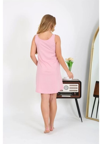 Kadın Kalın Askılı Penye Gecelik Pembe fırsatları