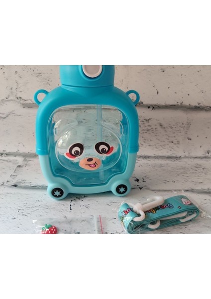 Mavi Kare Ayıcık Model 1000 ml Kapaklı Su Şişesi, Bpa Free Okul Suluk modelleri