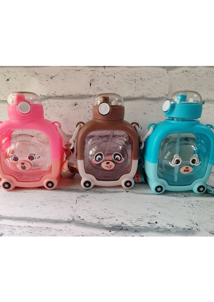 Mavi Kare Ayıcık Model 1000 ml Kapaklı Su Şişesi, Bpa Free Okul Suluk indirimleri