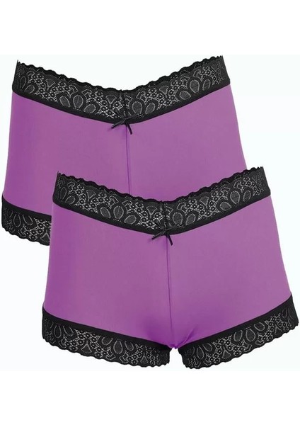 Kadın Pamuklu 2li Boxer Mor