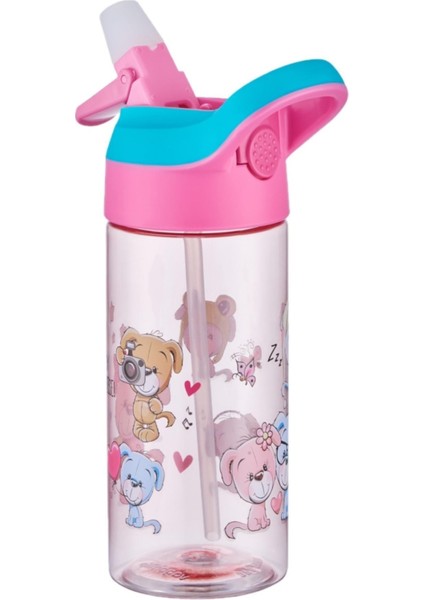 Pembe Çocuk 2'li 500ML Tritan Su Matara Seti, Kalın Pipetli, Sağlıklı ve Şık fırsatları