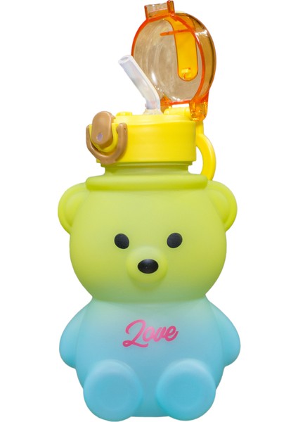 Yeşil Ayıcık Su Matarası, 800ML, Bpa Içermeyen Suluk, Sticker Hediyeli