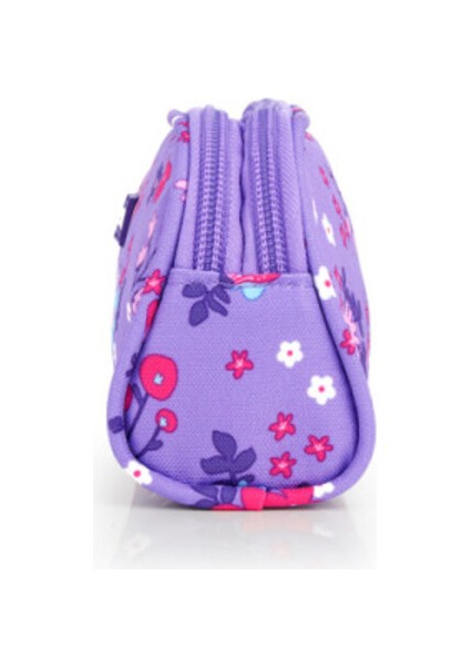 Mor Çiçekli Çok Renkli Çift Gözlü Kalem Çantası fiyatları