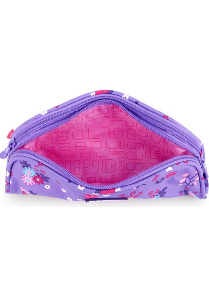 Mor Çiçekli Çok Renkli Çift Gözlü Kalem Çantası fırsatları