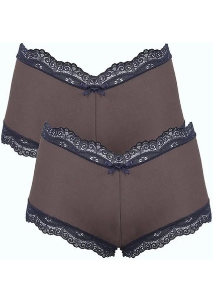 Kadın Pamuklu 2li Boxer Kahve