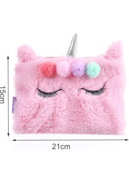 Pembe Peluş Unicorn Kalemlik, Şık ve Kullanışlı Okul Çantası, Kız Çocukları Için.