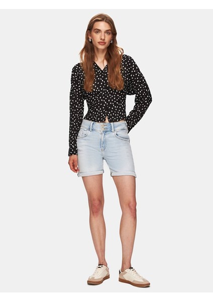 Rosına Orta Bel Jean Şort