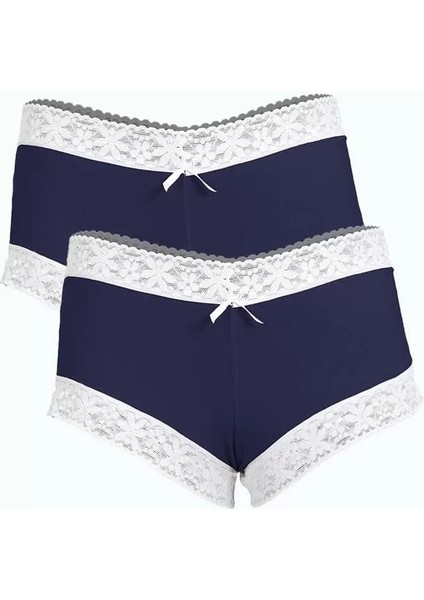 Kadın Pamuklu 2li Boxer Lacivert