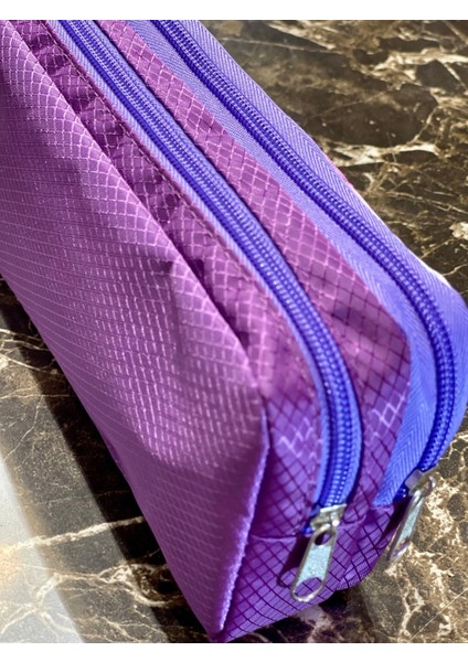 Yıldız Desenli Iki Bölmeli Çocuk Kalemlik Mor 21X11X6 cm