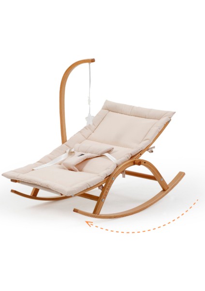 Hug 2 Kademeli Doğal Sallanan Kayın Ahşap Ana Kucağı 0-12 kg Emniyet Kemerli Yıkanabilir Kılıf