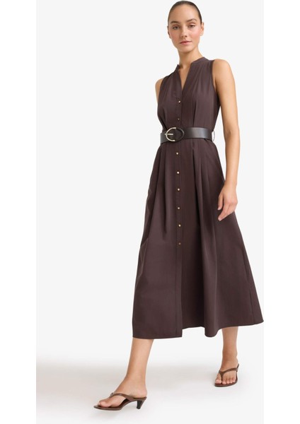 Regular Fit Kemerli Pamuklu Kolsuz Midi Elbise F7342AX25AU fiyatları