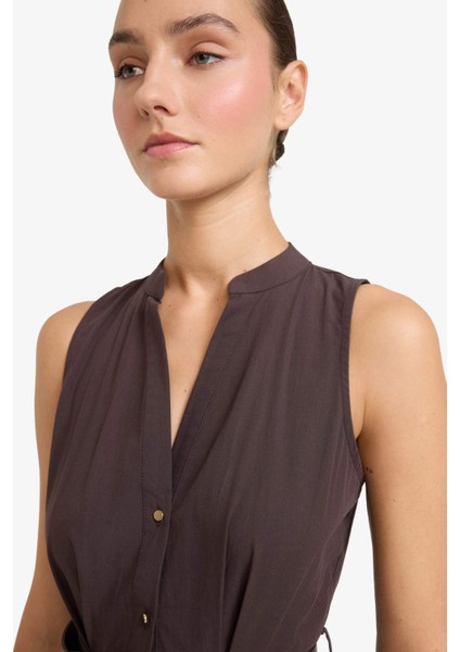 Regular Fit Kemerli Pamuklu Kolsuz Midi Elbise F7342AX25AU modelleri