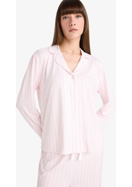 Pijama Takımı Regular Fit Çizgili Uzun Kollu Üst Uzun Alt-Fall in Love G2395AX25AU modelleri