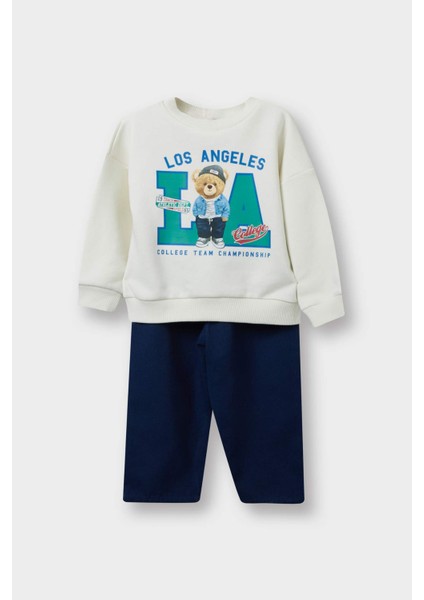 Erkek Bebek 2'li Takım Baskılı Sweatshirt Pantolon F5136A525AU