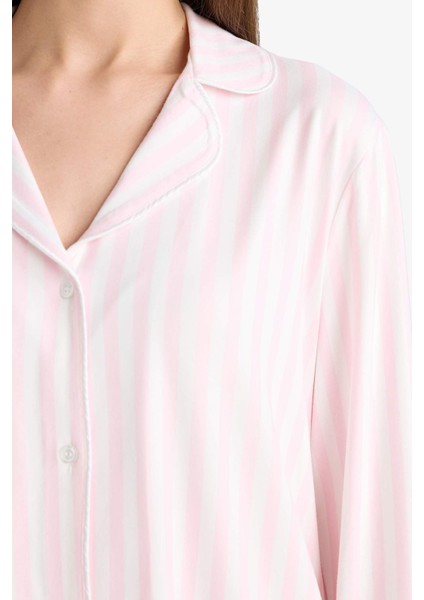 Pijama Takımı Regular Fit Çizgili Uzun Kollu Üst Uzun Alt-Fall in Love G2395AX25AU indirimleri