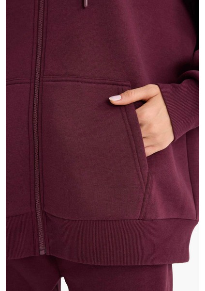Oversize Geniş Kalıp Kapüşonlu Fermuarlı Sweatshirt indirimleri