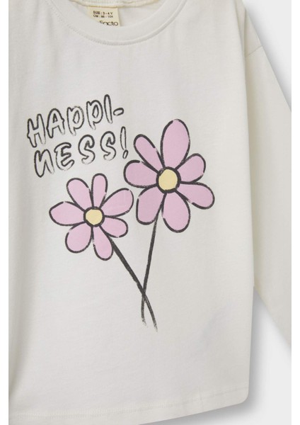 Kız Bebek Bisiklet Yaka Çiçekli Uzun Kollu Tişört E9008A525AU fiyatları