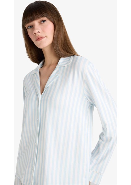 Pijama Takımı Regular Fit Çizgili Uzun Kollu Üst Uzun Alt-Fall in Love G2395AX25AU indirimleri