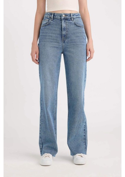 90's Wide Leg Yüksek Bel Düz Paça Jean Pantolon D6610AX25SP