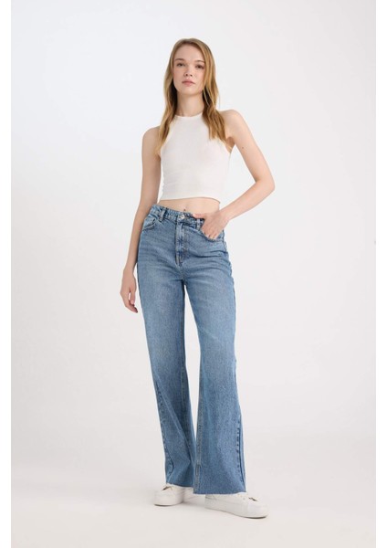 90's Wide Leg Yüksek Bel Düz Paça Jean Pantolon D6610AX25SP modelleri