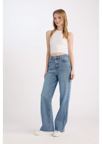 90's Wide Leg Yüksek Bel Düz Paça Jean Pantolon D6610AX25SP fırsatları