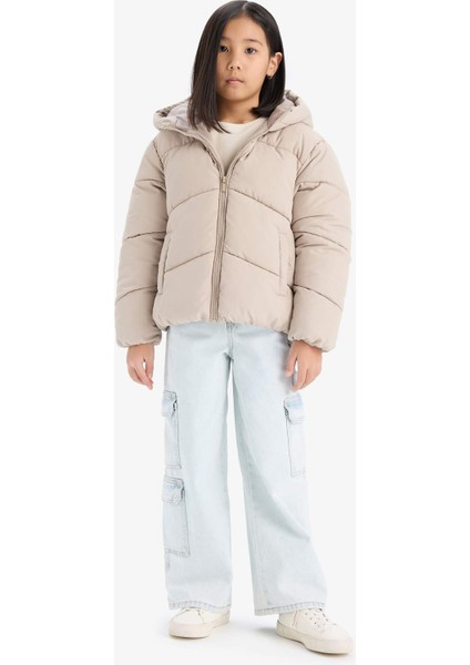 Kız Çocuk Su Geçirmez Kapüşonlu Fermuarlı Şişme Mont C5389A825AU fiyatları