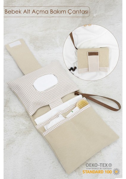 Bebek Alt Açma ve Bakım El Çantası 0-3 Yaş OEKO-TEX Kumaş 38x22 cm Makinede Yıkanabilir