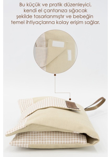 Bebek Alt Açma ve Bakım El Çantası 0-3 Yaş OEKO-TEX Kumaş 38x22 cm Makinede Yıkanabilir