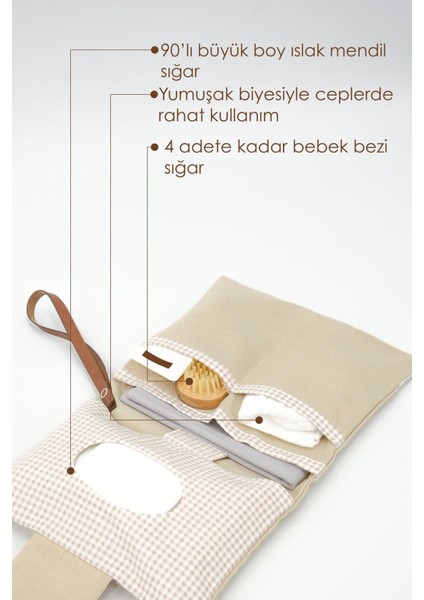 Bebek Alt Açma ve Bakım El Çantası 0-3 Yaş OEKO-TEX Kumaş 38x22 cm Makinede Yıkanabilir
