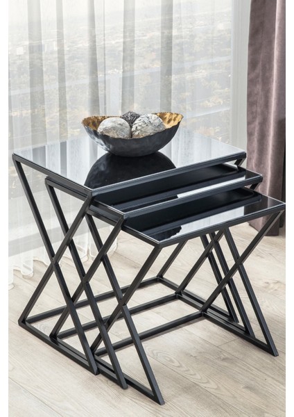 Zigon Sehpa Metal Ayaklı Siyah Aynalı Yüzey 45x55x60 cm Salon ve Oturma Odası fırsatları