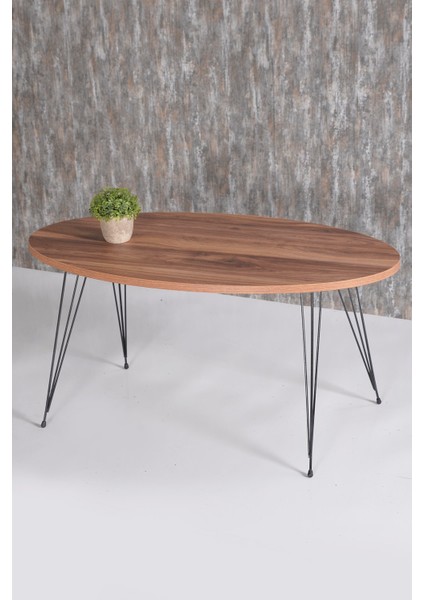 Metal Ayaklı PVC Kenar Bantlı 4 Parça Zigon Orta ve Yan Sehpa Seti 50x90x43 cm Modern Tasarım