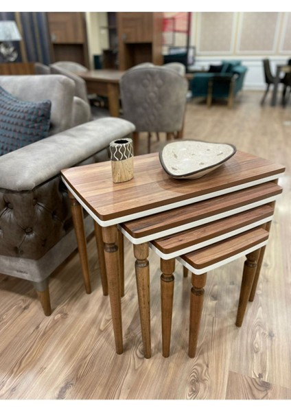 4'lü Lüx Zigon Sehpa Beyaz Ceviz indirimleri