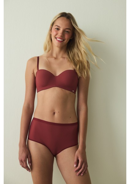 Bordo Essentials Lotus Balenli Dolgusuz Toparlayıcı Straplez Sütyen fiyatları