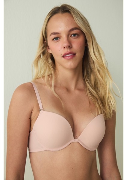 Açık Gül Kurusu Essentials Balenli Push Up Sütyen