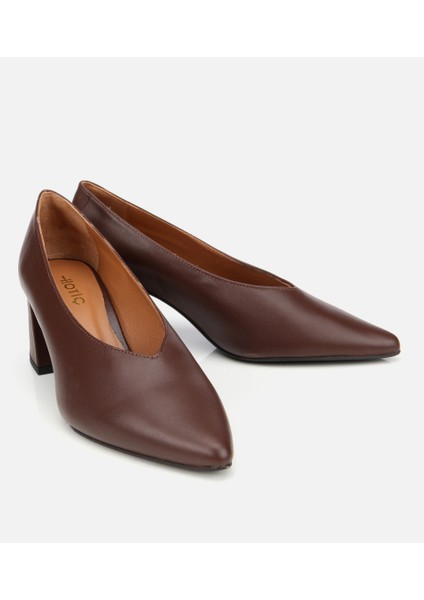 01AYH312560A480 KADIN Deri Kahverengi Kalın Topuklu Ayakkabı fiyatları