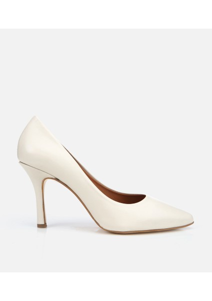 01AYH312530A400 KADIN Deri Ekru Yüksek Topuklu Stiletto