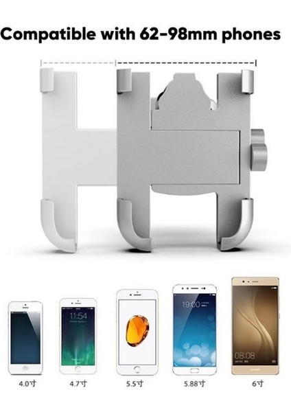 Alüminyum Gövdeli Metal Ayna Bağlantılı Motosiklet Telefon Tutucu 7 Inç Xl
