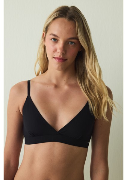 Siyah Balensiz Dolgusuz Micro Üçgen Sütyen fiyatları