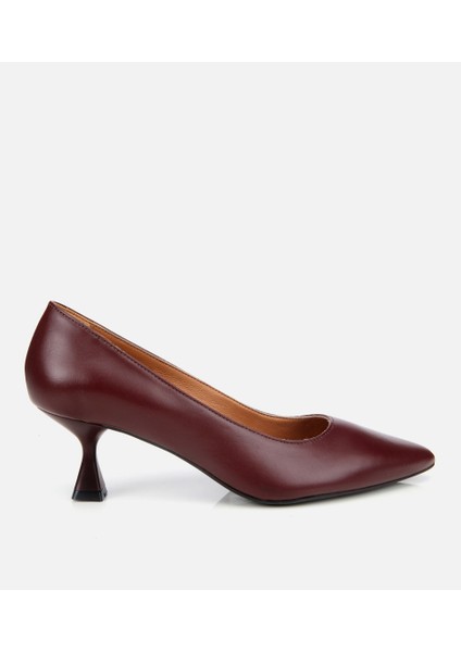 01AYH312480A780 KADIN Deri Bordo Esnek Tabanlı Stiletto