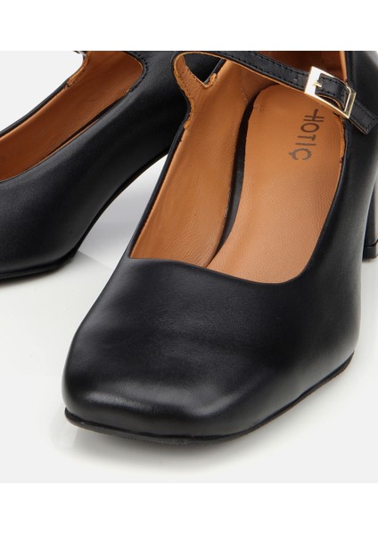 01AYH312610A100 KADIN Deri Siyah Mary Jane Kalın Topuklu Ayakkabı modelleri