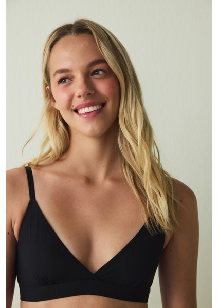 Siyah Balensiz Dolgusuz Micro Üçgen Sütyen fiyatları