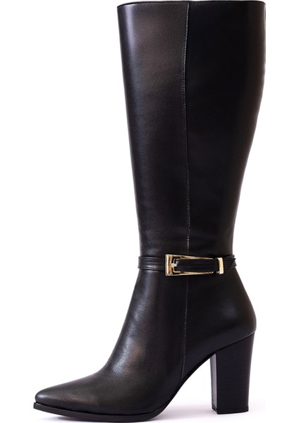 Hakiki Deri Kadın Çizme - Kalın Topuk 25HSY2041K