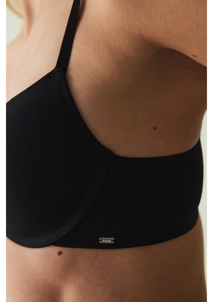 Siyah Balenli Ayarlanabilir Askılı Toparlayıcı Dolgusuz Sütyen indirimleri