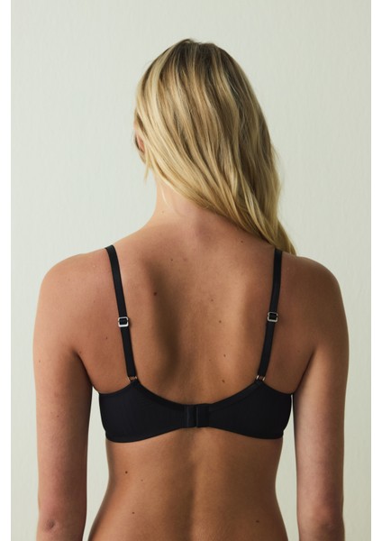 Siyah Balenli Ayarlanabilir Askılı Toparlayıcı Dolgusuz Sütyen