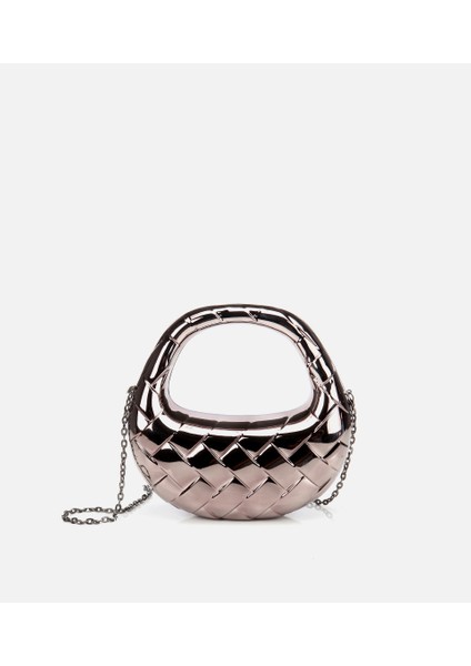 03CAH312280A250 KADIN Gri/bronz Metalik Dokulu Portföy Çanta modelleri